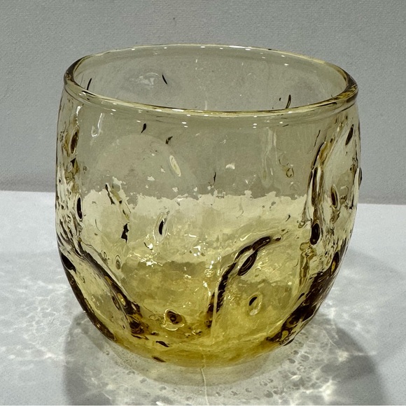 Set Of 4 - Blenko Style, MCM Amber Glass Roly Poly Low Ball Rocks Glasses, EUC - Picture 2 of 4